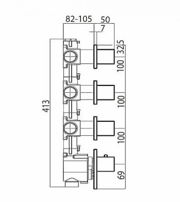 Внутренняя часть смесителя Bossini 3 Outlets Z030202000