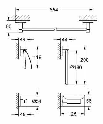 Набор аксессуаров для ванной Grohe Essentials 40344001 хром