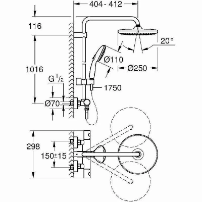 Душевая система Grohe Tempesta 250 26670001 хром