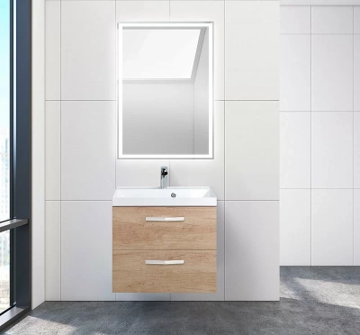 Тумба с раковиной BelBagno Aurora 60 Nebrasca Nature/ручка белая матовая
