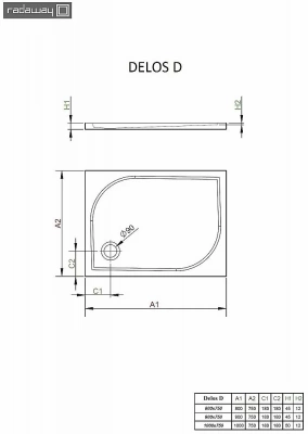 Душевой поддон Radaway Delos D 4D97545-03 90х75 белый