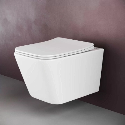 Унитаз подвесной Ceramica Nova Metric CN3007_1001M_1000 безободковый, с крышкой микролифт, с инсталляцией и кнопкой матовый хром