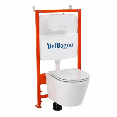 Инсталляция для унитаза BelBagno BB026 с кнопкой смыва BB044NERO