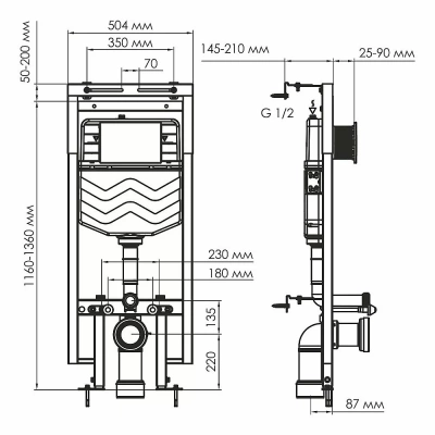 Система инсталляции для унитаза WasserKraft Dinkel 58TLT.010.ME.RG03 с кнопкой розовое золото