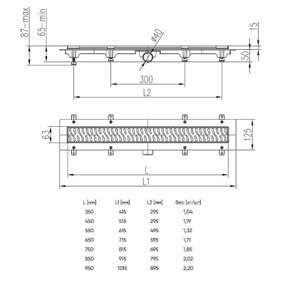 Душевой лоток Veconi Line V850L