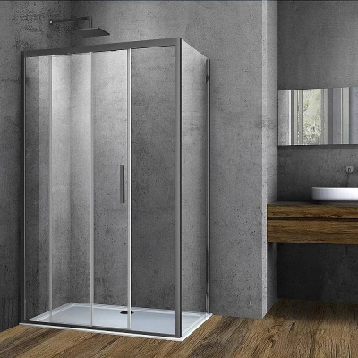 Душевой уголок Vincea Soft VSR-3SO9015CLGM 150x90 стекло прозрачное/профиль вороненая сталь