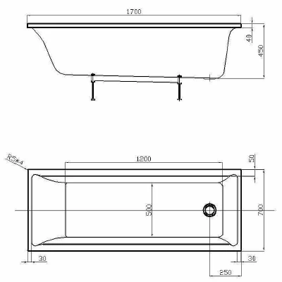 Ванна Aquatek Лайма 170х70 LAI170-0000001 белая