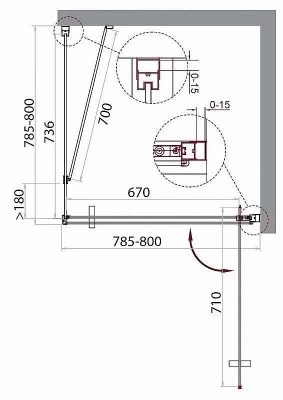 Душевой уголок BelBagno MARMI A-1, 80x80 см, прозрачный, распашные двери