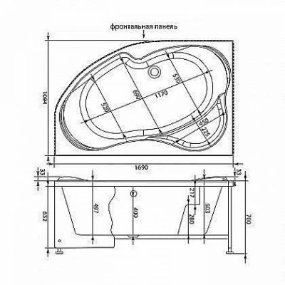 Акриловая ванна Aquanet Capri 170x110 к/с