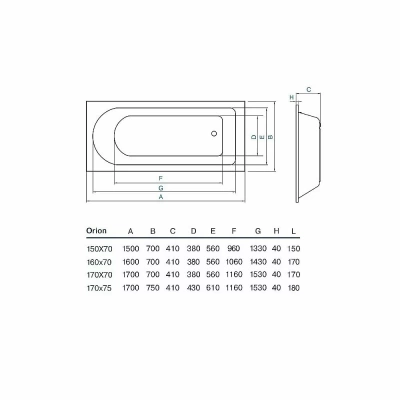 Ванна акриловая Koller Pool Orion 170x75 ORION170X75 белая