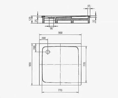 Душевой поддон Kaldewei Superplan 90x90 390-1