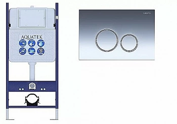 Инсталляция для унитаза Aquatek ECO Standart INS-0000014 с кнопкой KDI-0000018 хром глянцевый