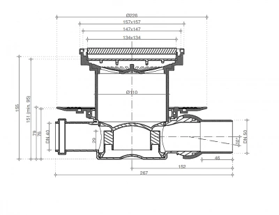 Душевой трап PESTAN Confluo Standard Black Glass 3 15x15 с рамкой