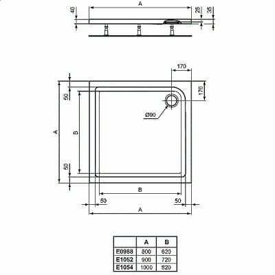 Душевой поддон Ideal Standard Connect Air E105201 90x90