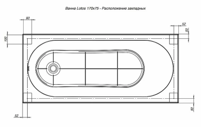 Акриловая ванна Aquanet Lotos 309624 170x75