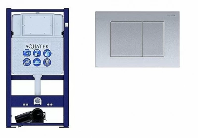 Инсталляция для унитаза Aquatek INS-0000016 с кнопкой KDI-0000011 хром матовый