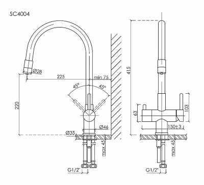 Смеситель для кухни Sancos Lucia SC4004GG вороненая сталь