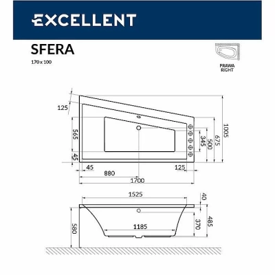 Ванна акриловая Excellent Sfera WAEX.SFL17WH 170х100 белая