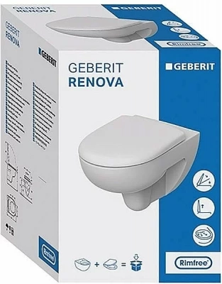 Унитаз подвесной Geberit Renova 500.124.TC.R белый, с крышкой микролифт, с инсталляцией, безободковый