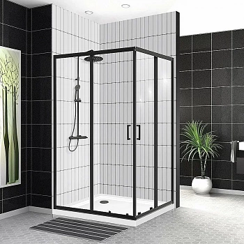 Душевой уголок BelBagno UNO-195-AH-2-120/90-C-NERO 120х90 стекло прозрачное/профиль черный