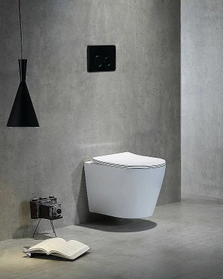 Унитаз SantiLine SL-5025 безободковый, слив торнадо, с крышкой микролифт, белый