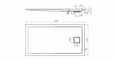 Душевой поддон из каменной массы Salini Capri 150x80 белый глянец