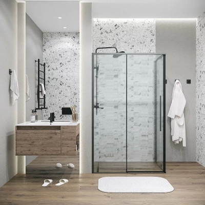 Душевой уголок Grossman Galaxy 120.K33.01.1480.21.02 140x80 профиль черный матовый/стекло шиншилла