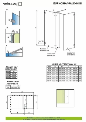 Душевое ограждение Radaway Euphoria Walk-in III (1390-2465)x80