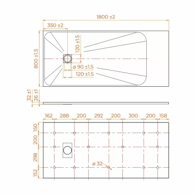 Душевой поддон RGW TSS-W 553502818-01 80x180 белый