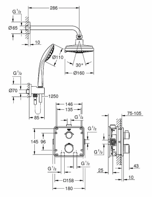 Душевой набор Grohe Grohtherm 34735000