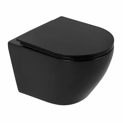 Унитаз подвесной BelBagno COLORATO BB062CHR-MB безободковый, с крышкой микролифт, с инсталляцией и кнопкой