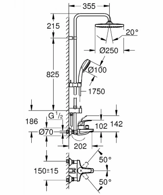 Душевая система Grohe Tempesta Cosmopolitan 26674000 хром