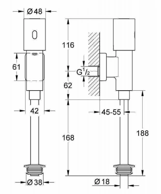 Сливной механизм для писсуара Grohe Tectron 37421000