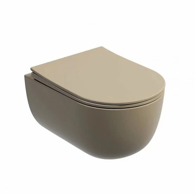Унитаз подвесной Ceramica Nova Modena CN6063MC безободковый, с крышкой микролифт, капучино матовый