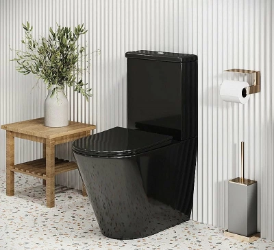 Унитаз Grossman Color GR-4480BS безободковый, с крышкой микролифт, с бачком, черный глянцевый