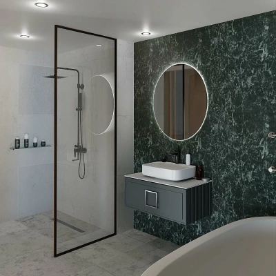 Тумба с раковиной LA FENICE Cubo Grigio 90 серая, столешница белая/ручка хром