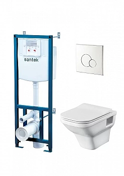 Унитаз Santek Лайн 1.WH50.1.729 безободковый,в комплекте с инсталляцией, с крышкой микролифт