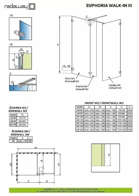 Душевое ограждение Radaway Euphoria Walk-in III (190-268)x90