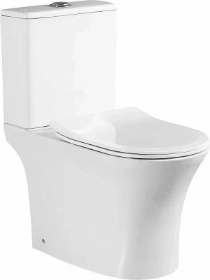 Унитаз напольный SantiLine SL-5022 безободковый, с бачком, с крышкой микролифт, белый