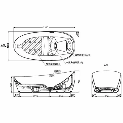 Ванна Toto Neorest Bathtub PJYD2200PWEE#GW 220x105