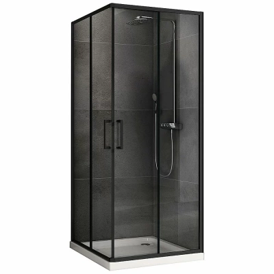 Душевой уголок ABBER Schwarzer Diamant AG02100B5 100x100 стекло прозрачное/профиль черный