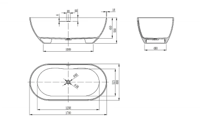 Ванна из искусственного камня Vincea VBT-4S04MW 170х80 белая матовая