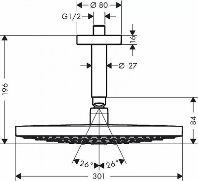 Верхний душ Hansgrohe RD Select S 300 2jet 27337000 хром