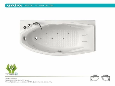 Акриловая ванна Aquatika Аврора Standart 175х80 Правосторонняя