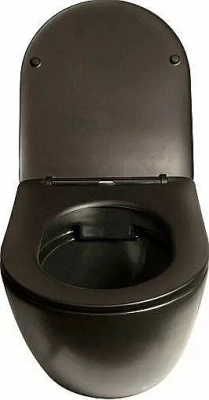 Унитаз подвесной SantiLine SL-5018MB безободковый, с крышкой микролифт, черный матовый
