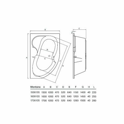 Ванна акриловая Koller Pool Montana 160x105 MONTANA160X105L белая