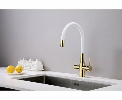 Смеситель для кухни Paulmark Salix Sa213419-Gw золото/белый