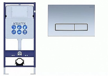 Инсталляция для унитаза Aquatek Standart INS-0000012 с кнопкой KDI-0000024 хром матовый