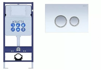 Инсталляция для унитаза Aquatek Standart INS-0000012 с кнопкой KDI-0000028 белая/хром