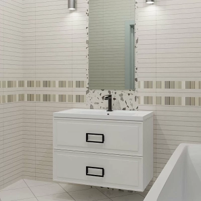 Тумба с раковиной LA FENICE Cubo Bianco TWIN 100 белая/ручки черные